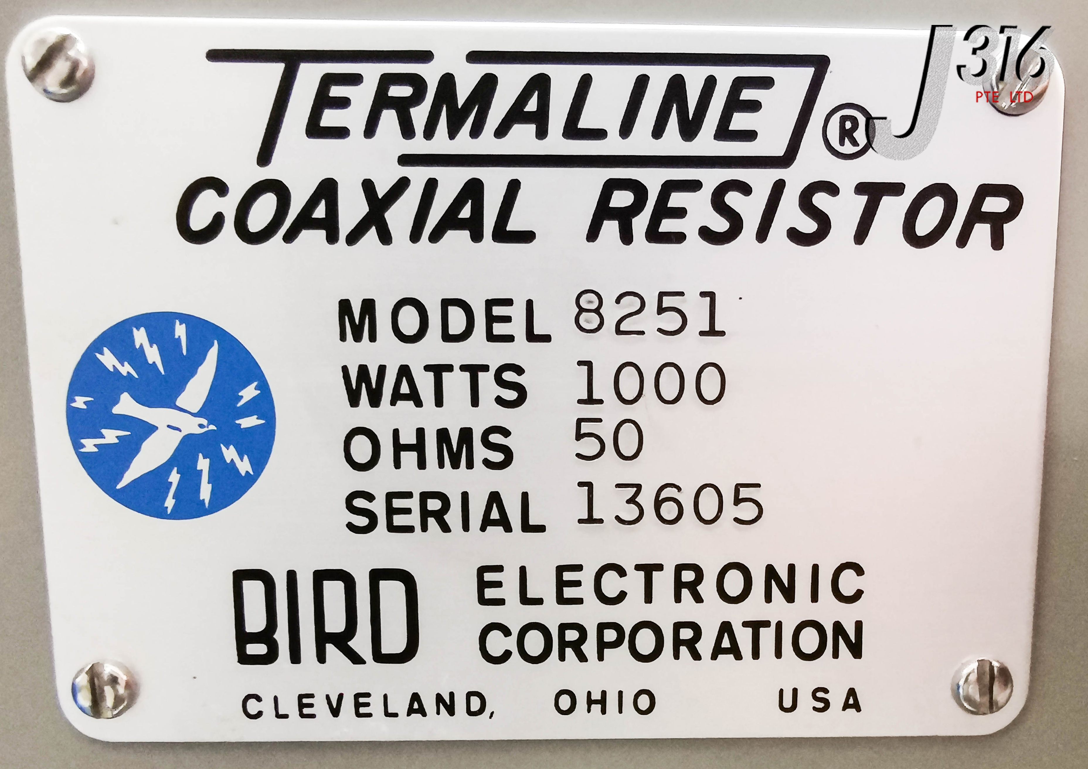 15295 BIRD TERMALINE RF DUMMY LOAD COAXIAL RESISTOR, 1KW 50 OHMS